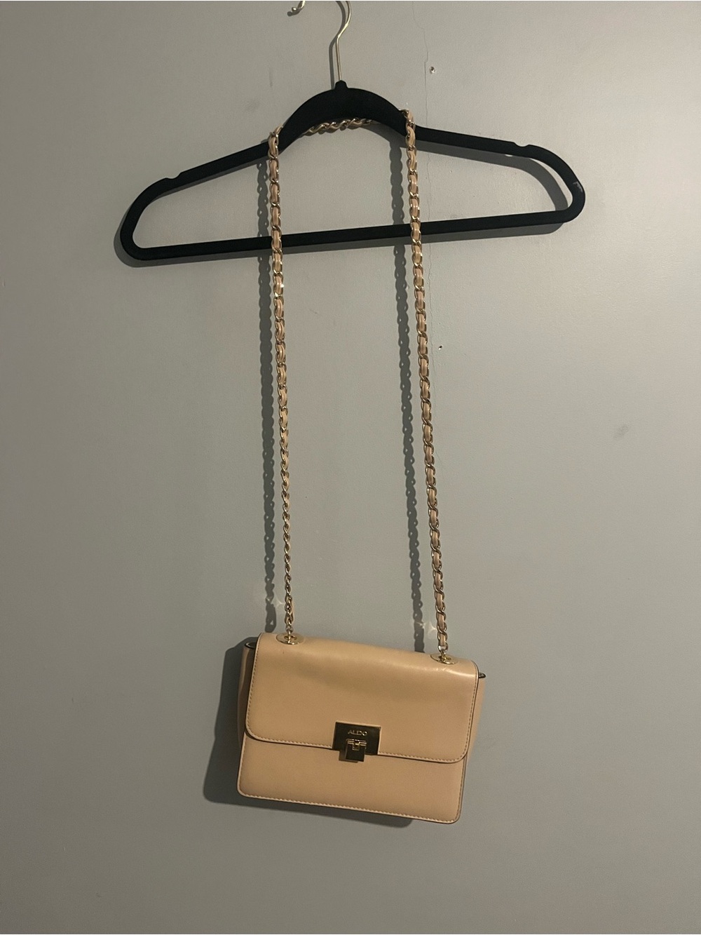 Aldo Cream woven Chain-Strap Crossbody Bag